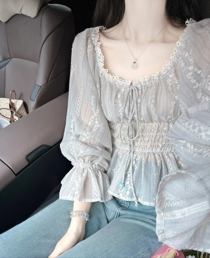 【101-200】新款辣妹夏季时尚泡泡袖气质设计感显瘦甜美短款上衣