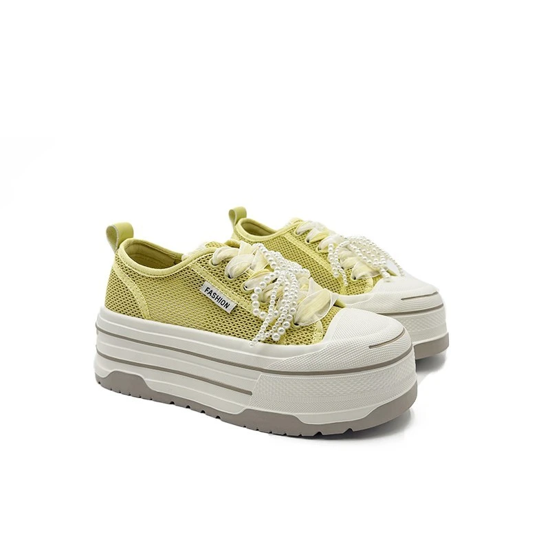 【昕昕严选】2025夏季新款小香风网面蕾丝系带小白鞋