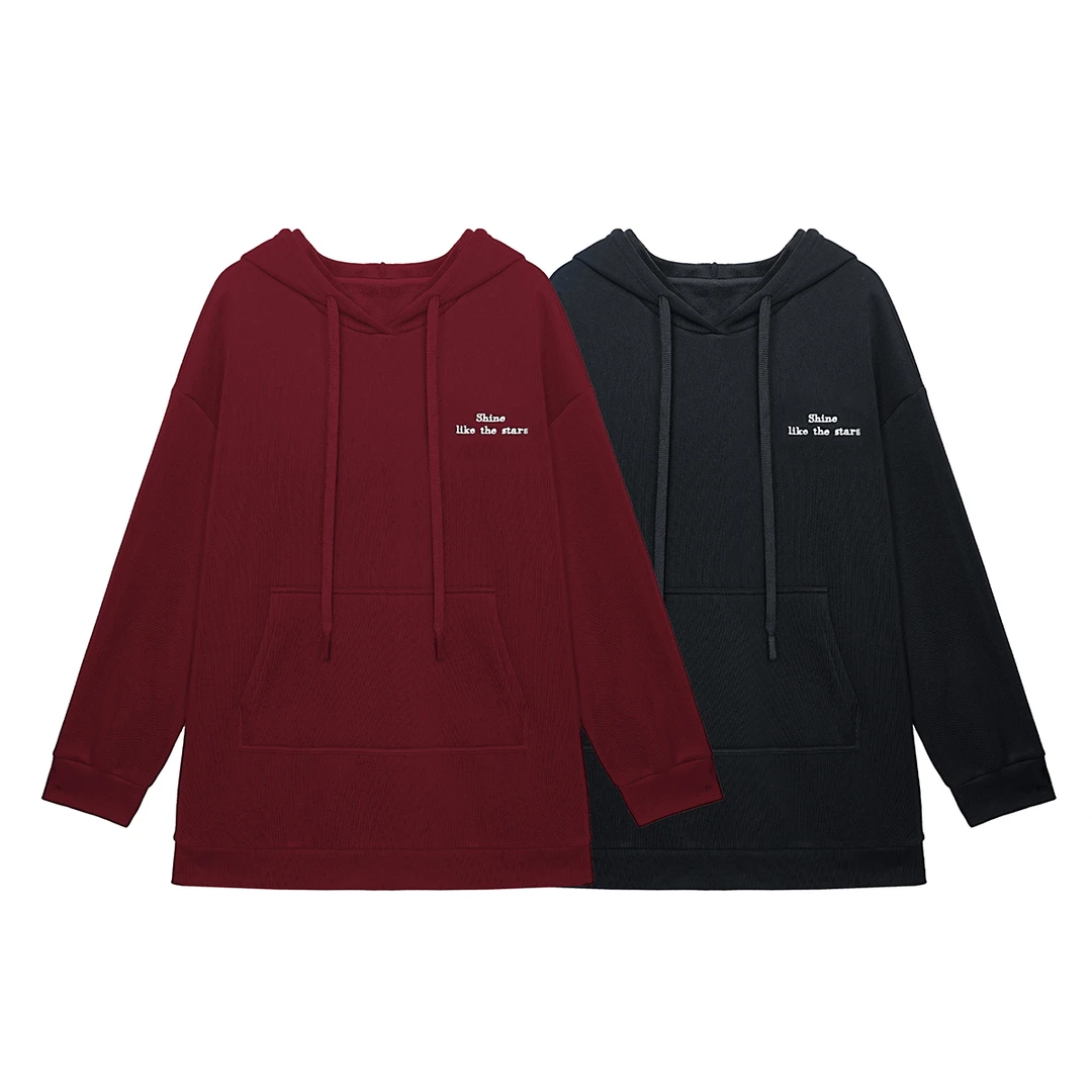 金雀绫【天鹅秀】时尚连帽潮流加绒加宽加大中长款卫衣SZA4SL723