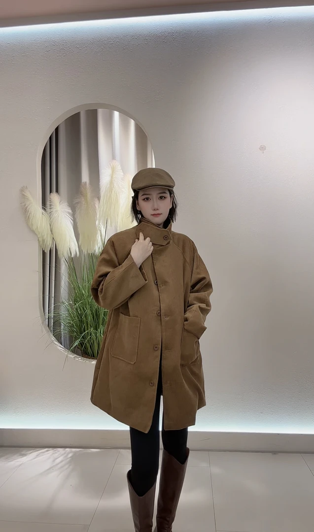 COCO NOTES【灯芯绒羽绒】2637中长宽绒服外套