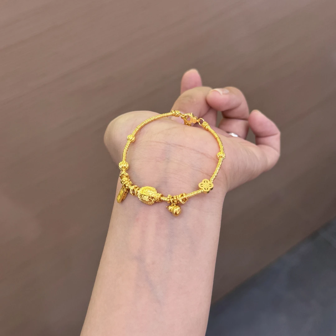 【菠萝珠宝】足金999 富甲一方搭配招财纳福 盘缠手链 金重：14.13克