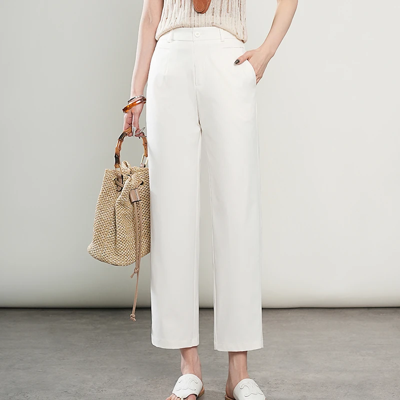 【2025春上新——春夏烟管裤子】显瘦百搭自带冰感索罗娜高腰休闲裤