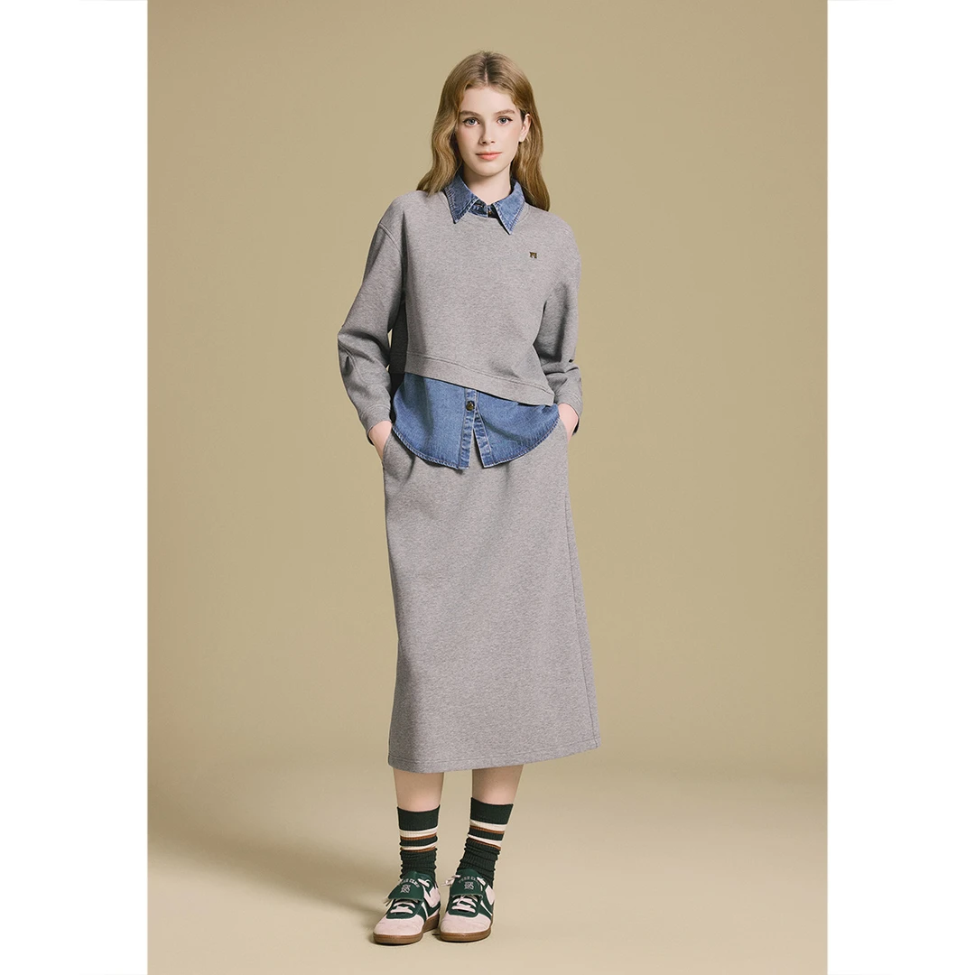 【琥珀流光】诗篇秋季新款假两件拼接时尚百搭气质针织衫6C65360053