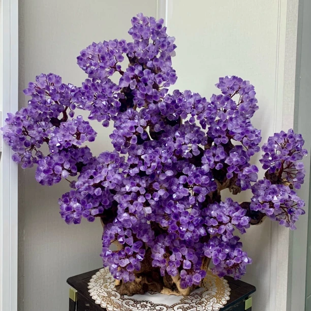 【晶之运原创高品】加大升级款创意紫水晶发财树百搭装饰摆件