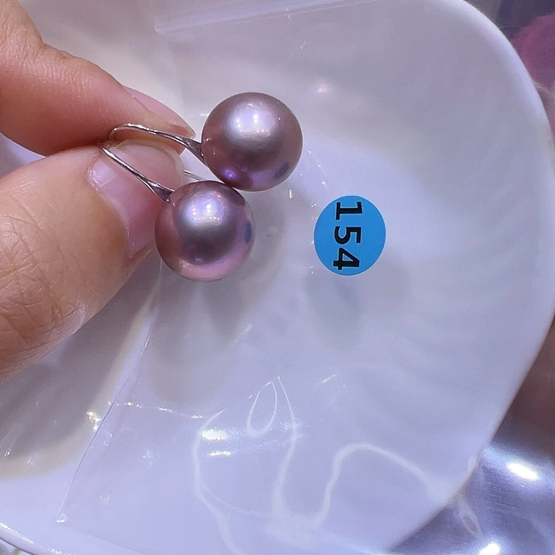 淡水珍珠银S925镶嵌耳饰