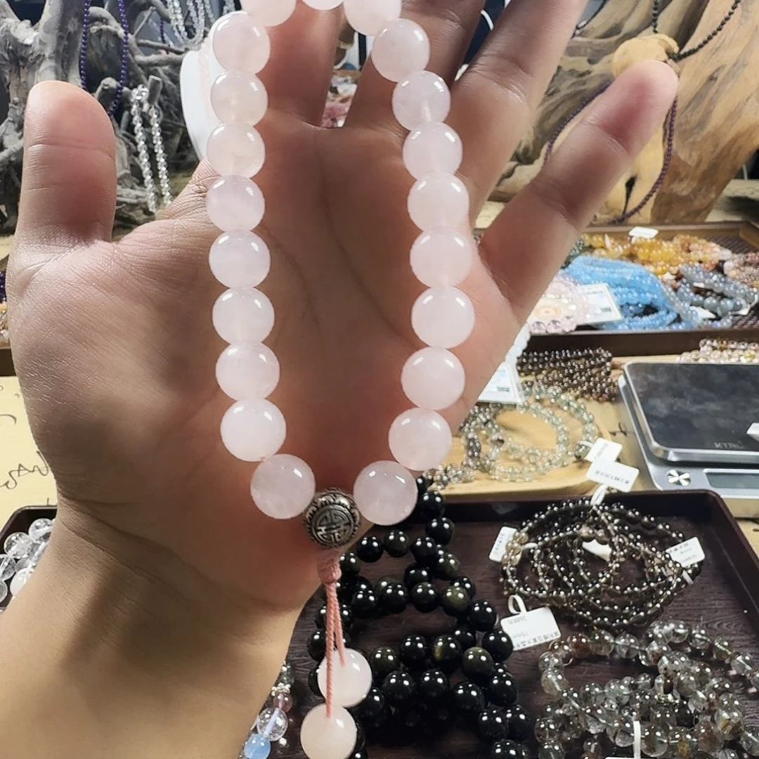 手链未镶嵌水晶天然粉水晶21n 子手持念珠