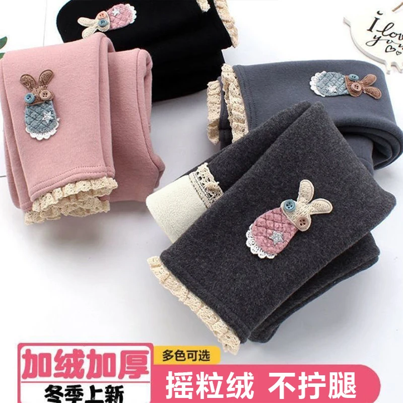 MOMOCO/玛米玛卡女童加绒打底裤秋冬儿童保暖外穿洋气宝宝一体摇