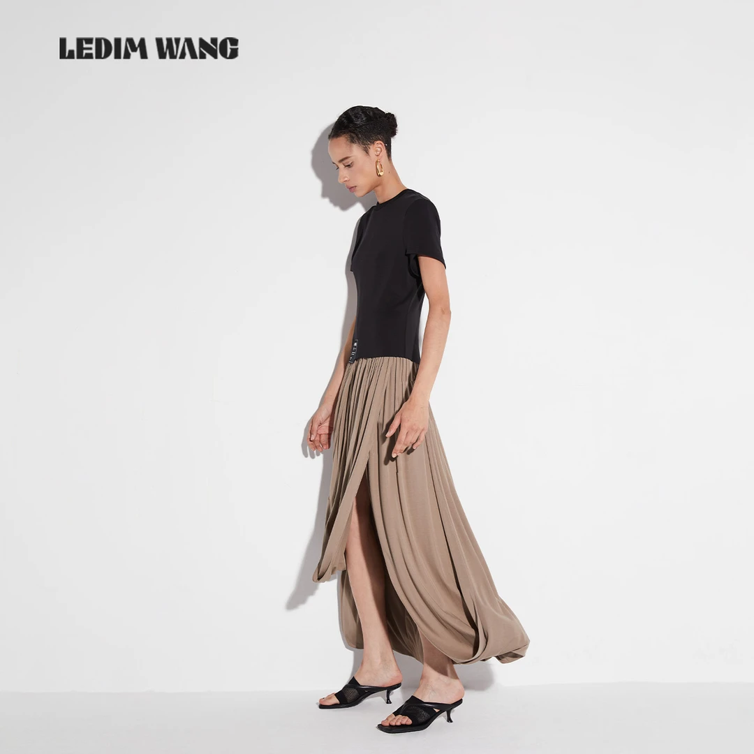 LEDIM WANG假两件拼接T恤连衣裙