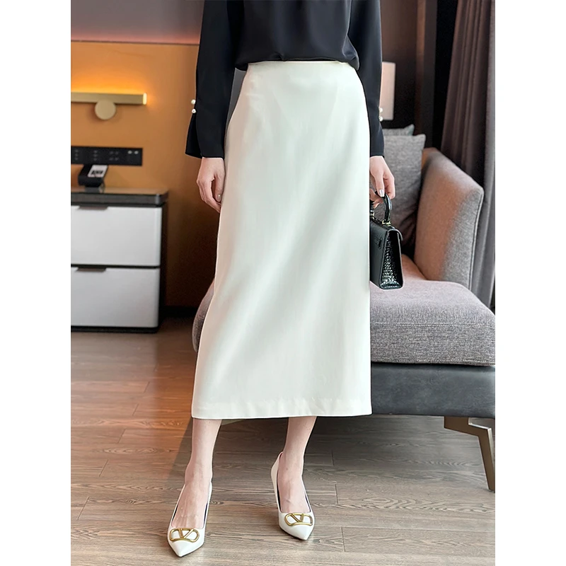 左左家 The**y元厂高阶~通勤气质三醋酸半身裙女中长款开叉包臀裙