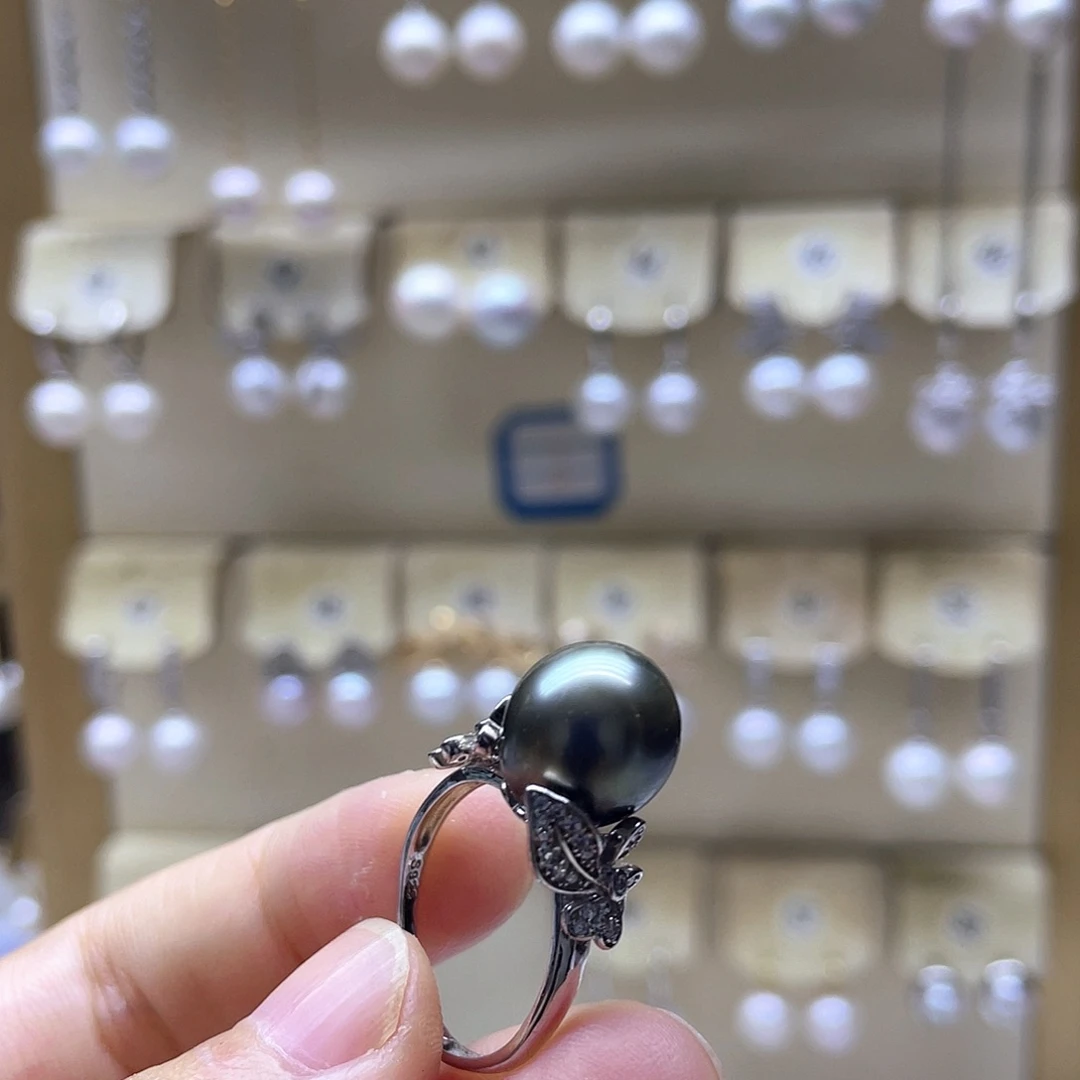 戒指海水珍珠银S925镶嵌
