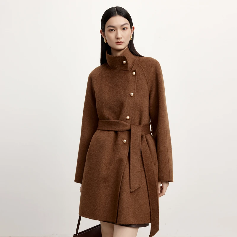 【半岛情书】伊芙丽毛呢外套白月光立领小个子羊毛大衣女1FA971031