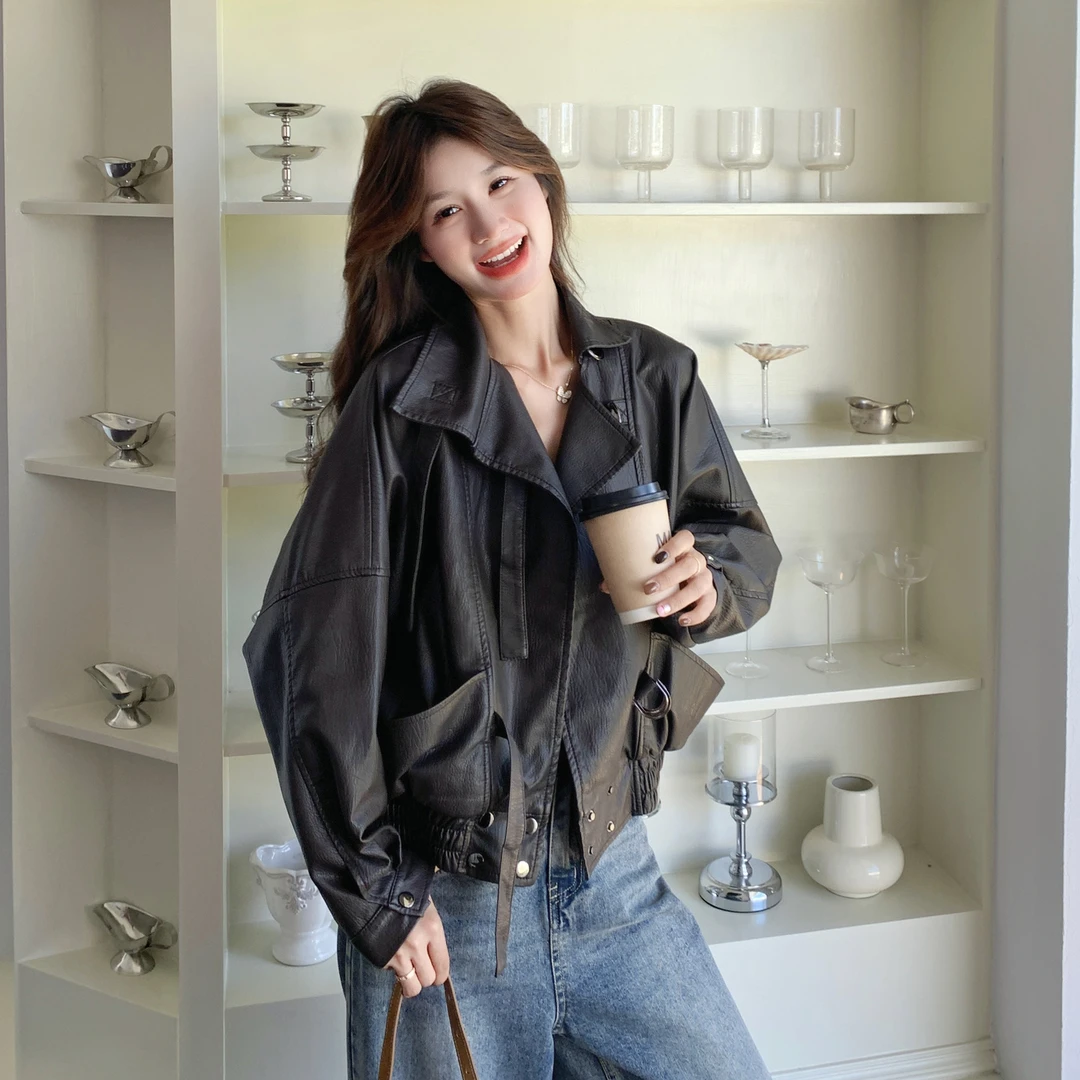 甜酷设计感百搭减龄超洋气上衣女秋季新款高级感时髦复古皮衣外套