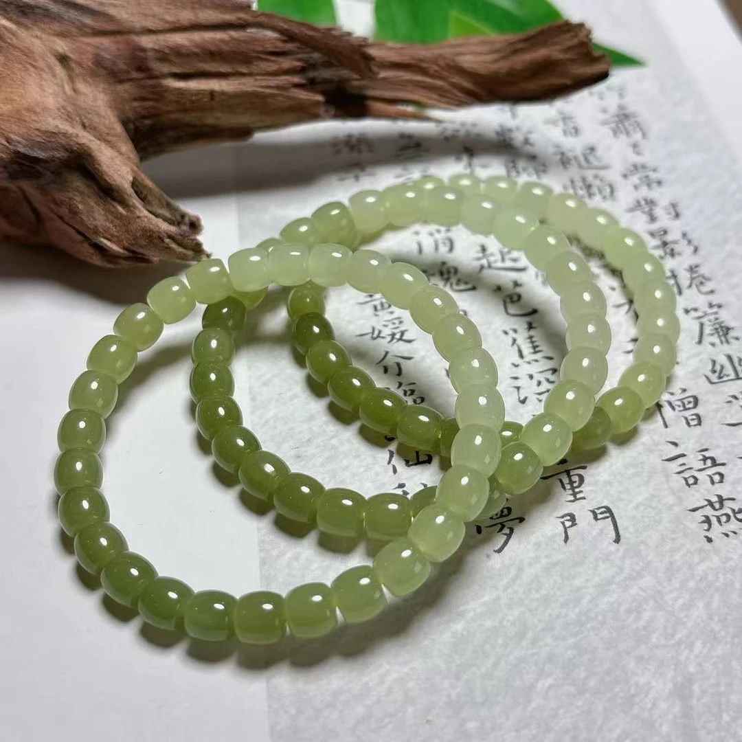 《铁头老猪》XYZ107和田玉直切渐变手串极限弧约6*7mm多样性发其一
