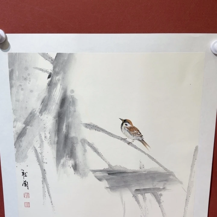 国画听兰老师花鸟