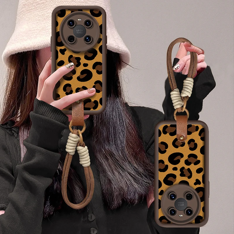 个性黄豹纹适用【华为】Mate60/Mate70Pro/Mate30/Mate40皮纹手机壳