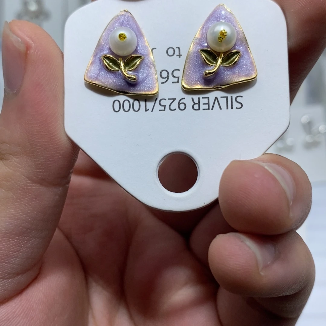 淡水珍珠耳饰银S925镶嵌