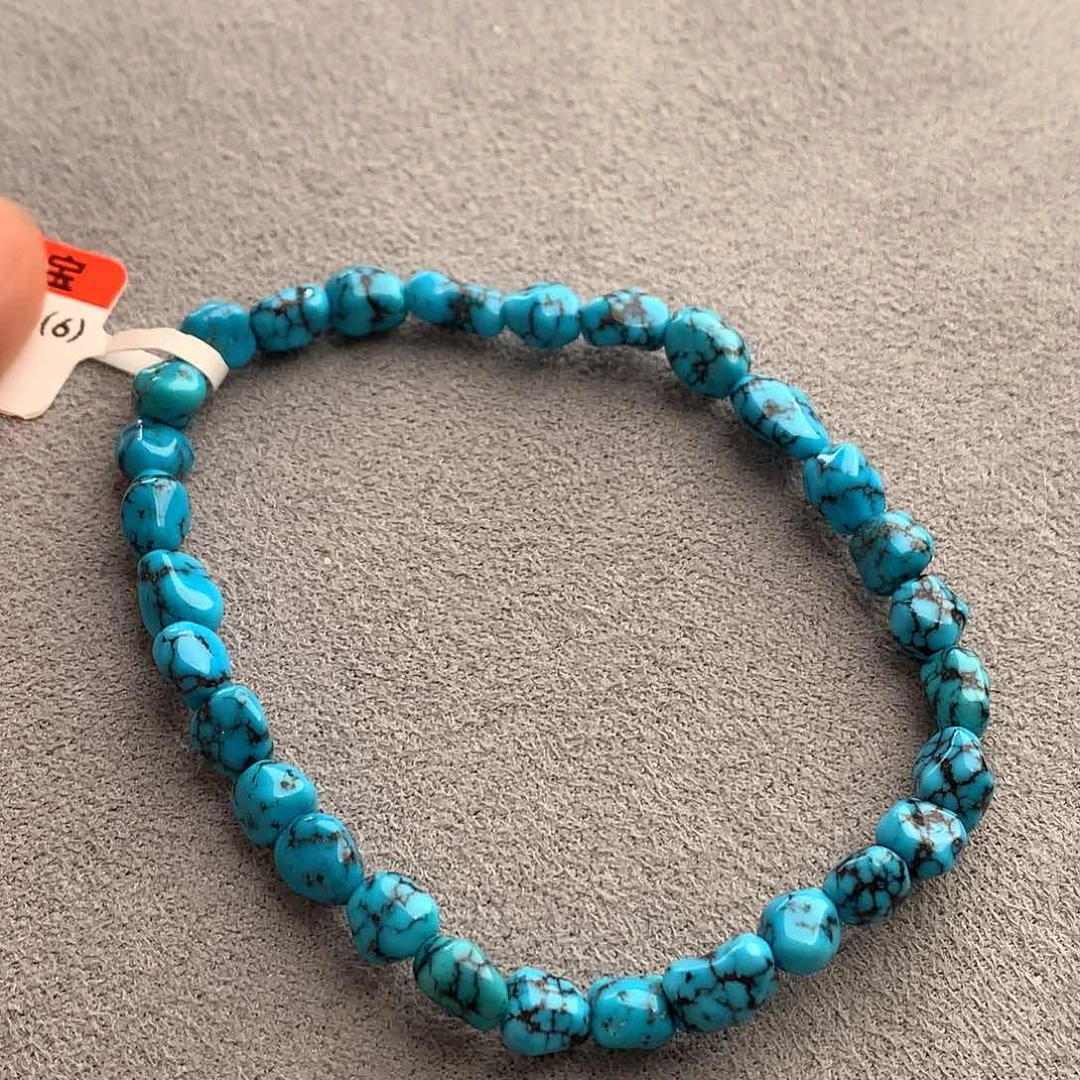 未镶嵌绿松石珠宝奇石5-6云盖寺色标网花随型手串