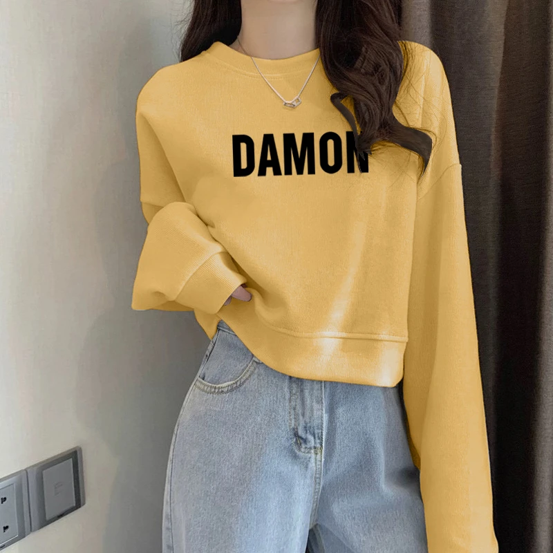 圆领卫衣女士2025秋冬季新款时尚欧货宽松休闲套头长袖纯棉上衣潮