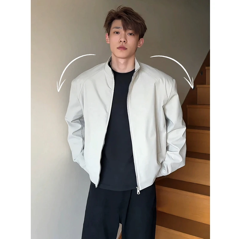 cleanfit立领垫肩外套男美式哈灵顿飞行夹克痞帅高级感短款棒球服