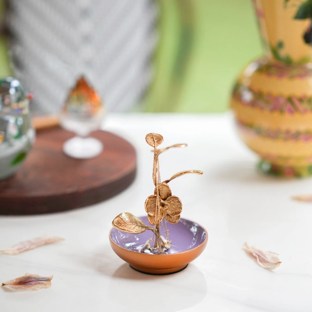 【奇居】印度进口黄铜梅花铝制底座首饰架摆件#4812203