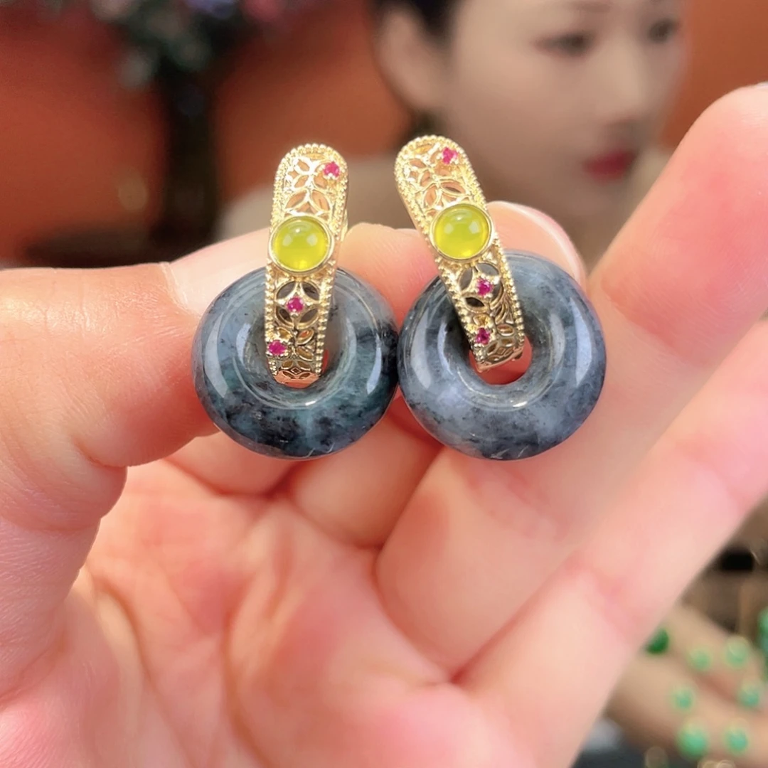 翡翠未镶嵌耳饰饰品