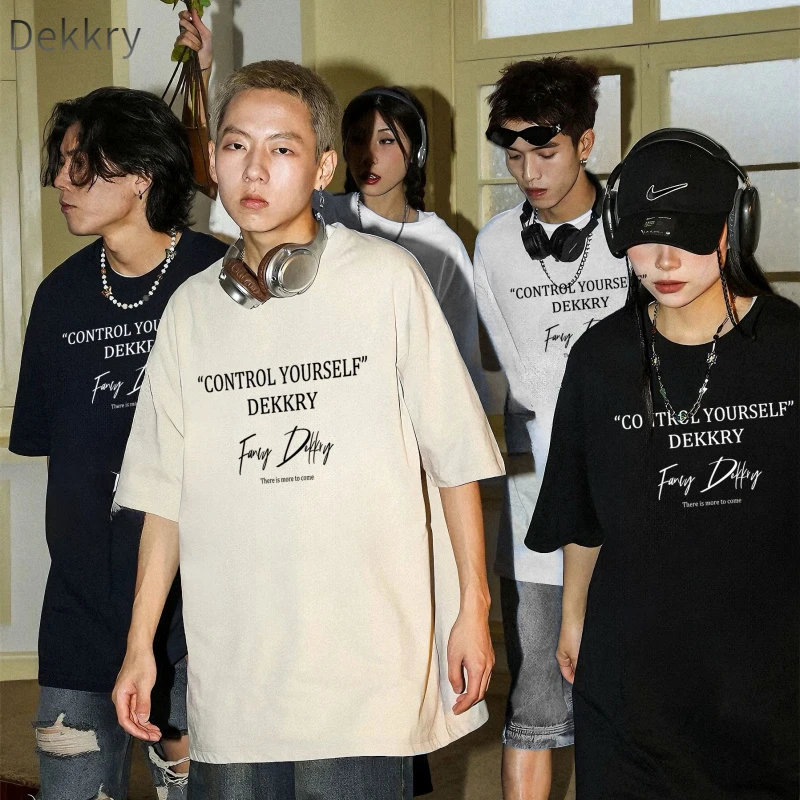 Dekkry印花夏季运动中袖T恤圆领休闲潮流日系高街半袖国潮街头