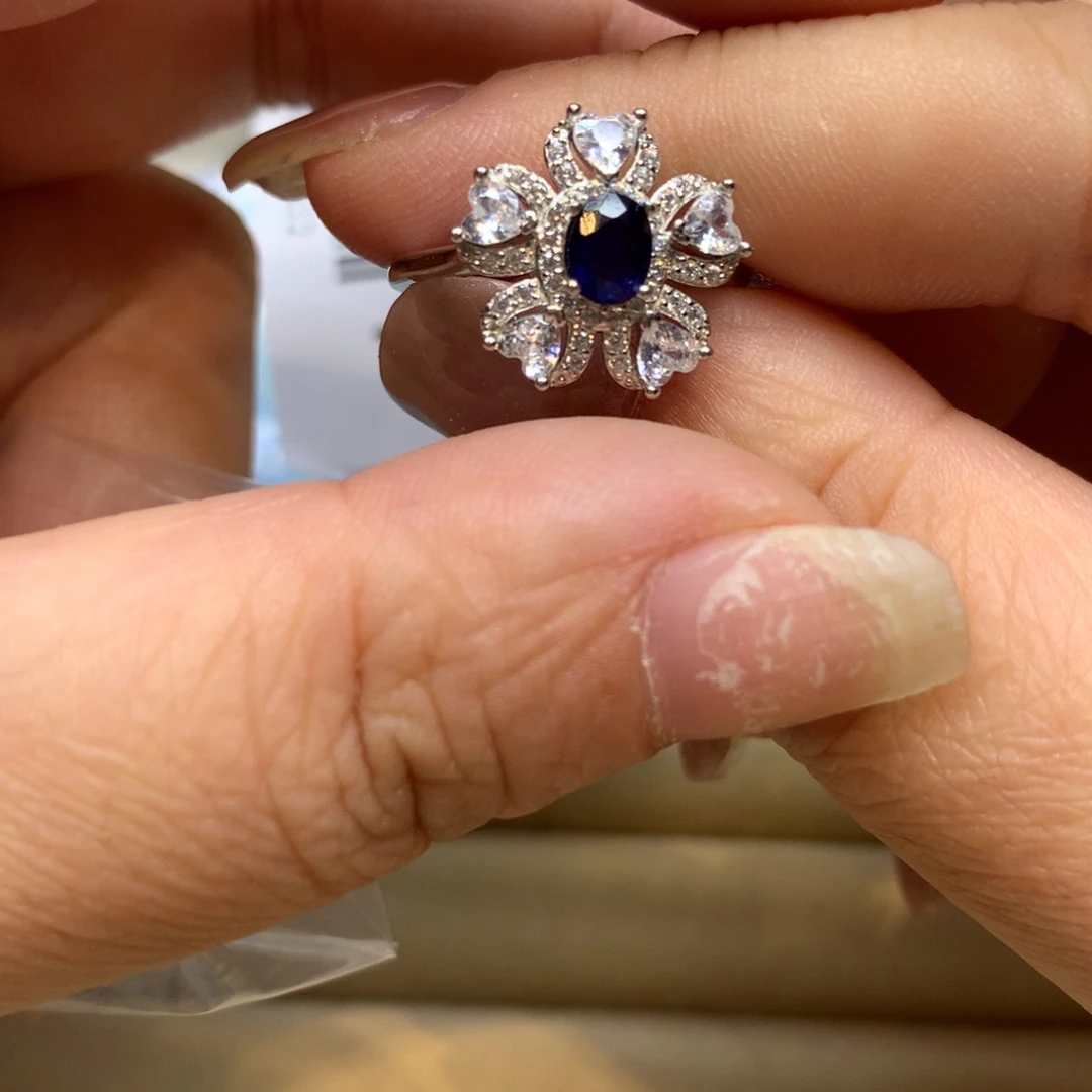 戒指蓝宝石银S925镶嵌