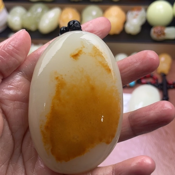 用***2石材天然古青石手把件