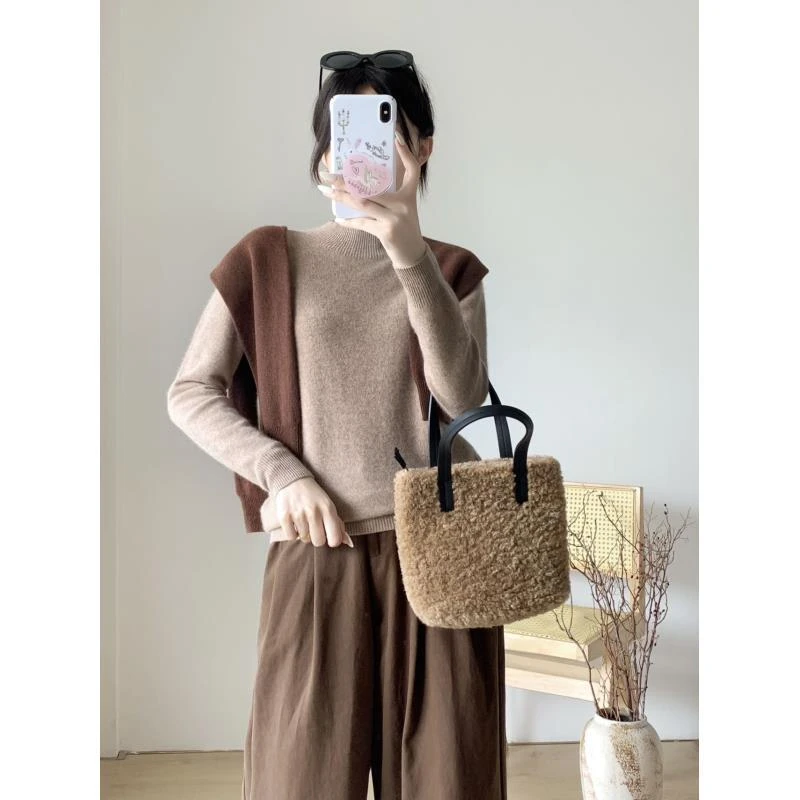 【100山羊绒·半高领平板】时尚轻奢大气针织衫