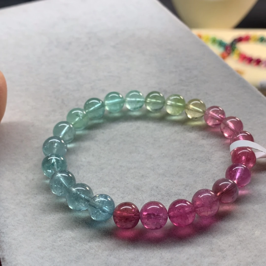 【闪购商品】未镶嵌手链碧玺荧光渐变色单圈8.2