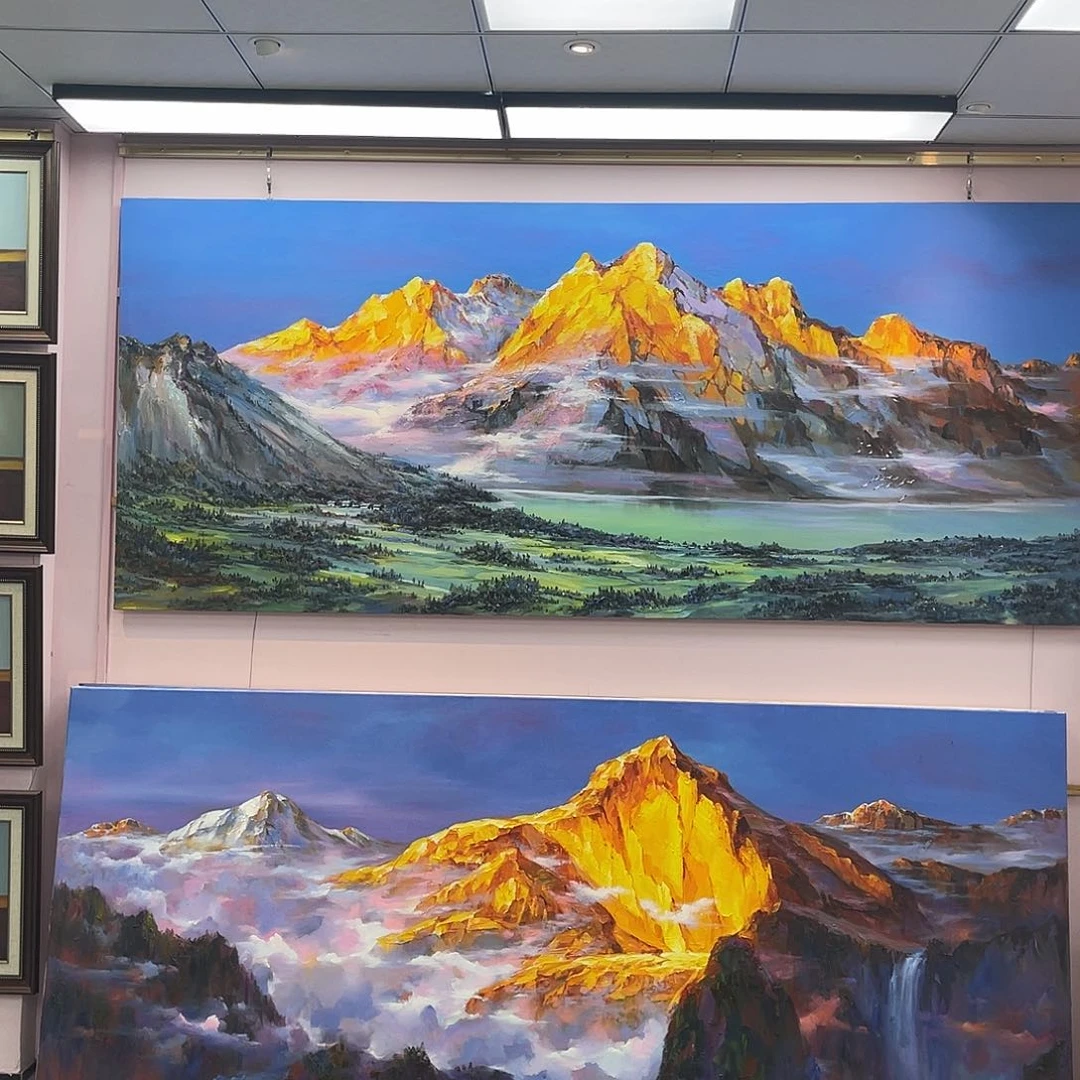 油画易**舍金山140/300带框-////