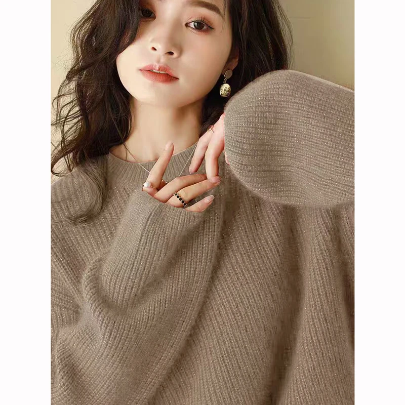 正品哥弟新款冬季女加厚毛衣外套圆领套头宽松长袖针织衫外穿毛衣