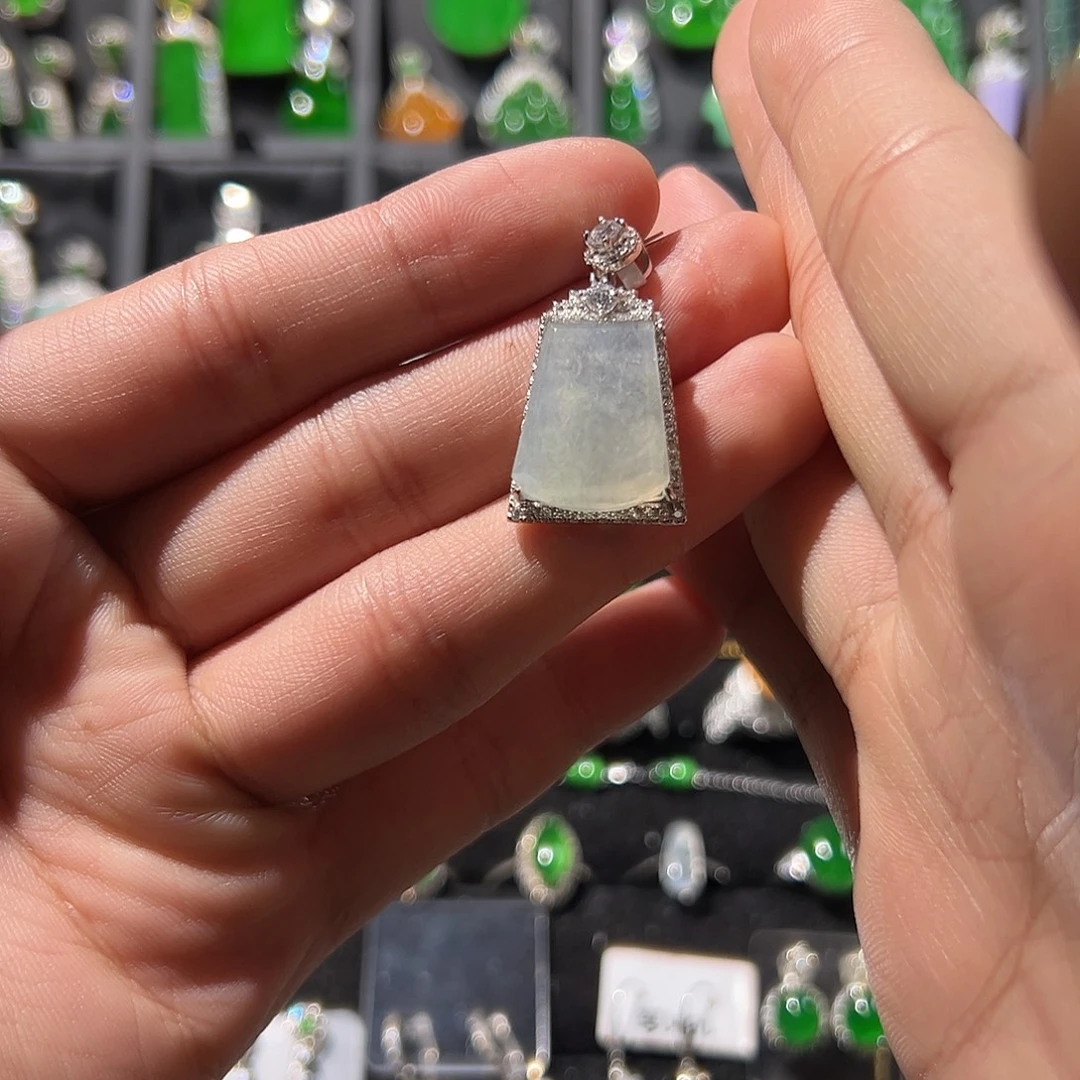 翡翠银S925镶嵌吊坠(不含链)