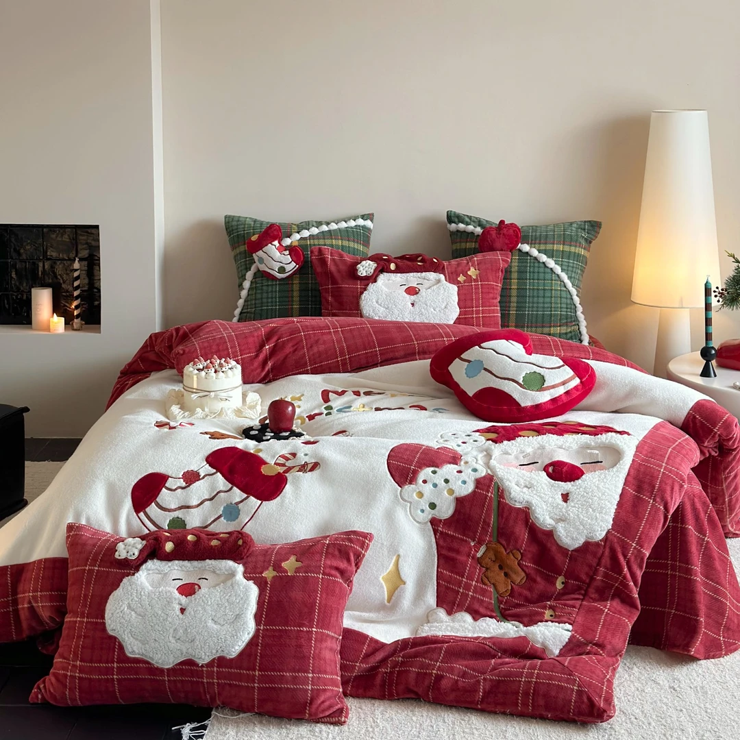 小玲子 圣诞老爷爷 高克重牛奶绒  可爱 加绒 圣诞 亲肤 套件