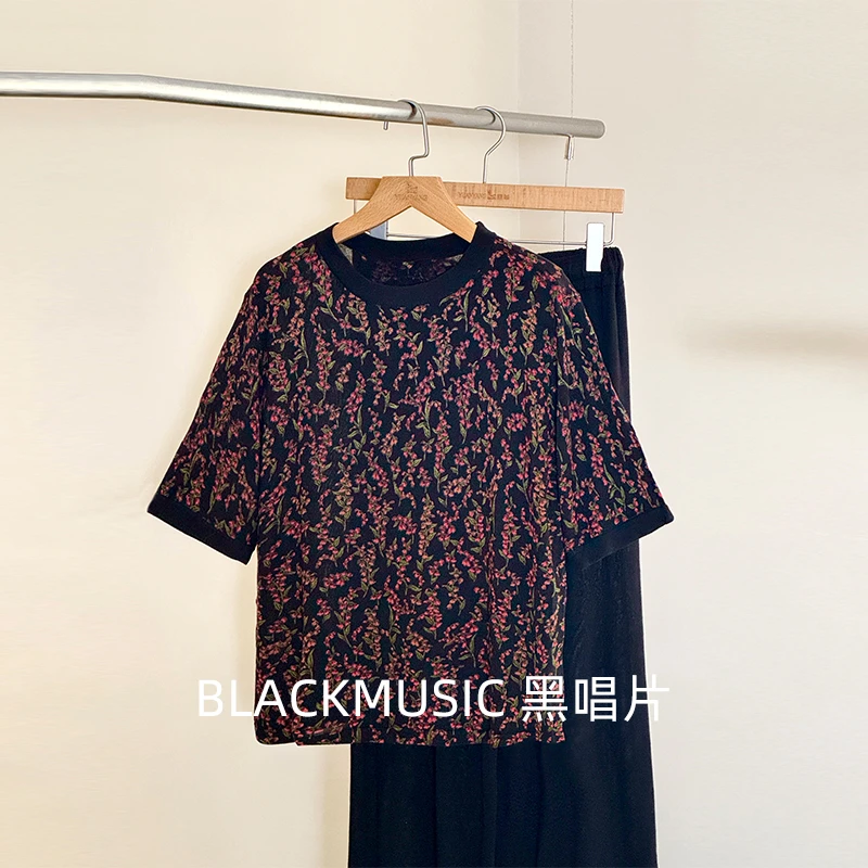 高端丝玉棉圆领印花T恤环保宽松版春夏上衣Z6091