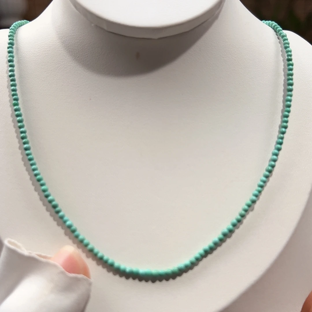 绿松石未镶嵌43圆珠锁骨链卡2+