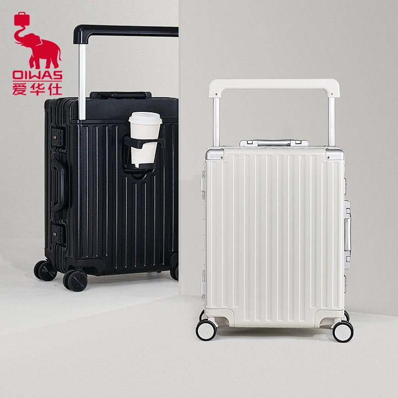 爱华仕宽拉杆箱20寸女便携登机箱高档铝框行李箱男万向轮密码箱