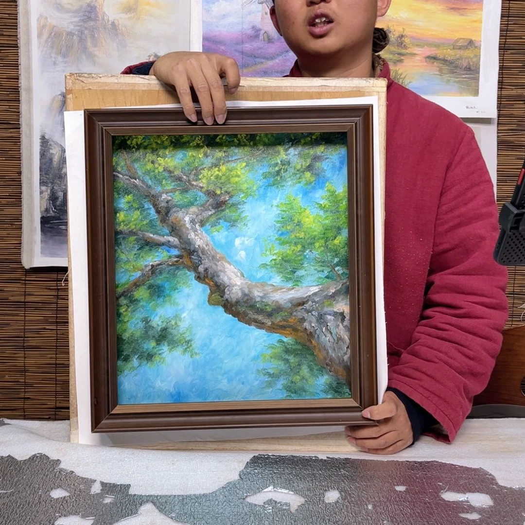 油画行路人小院绘画作品竞拍