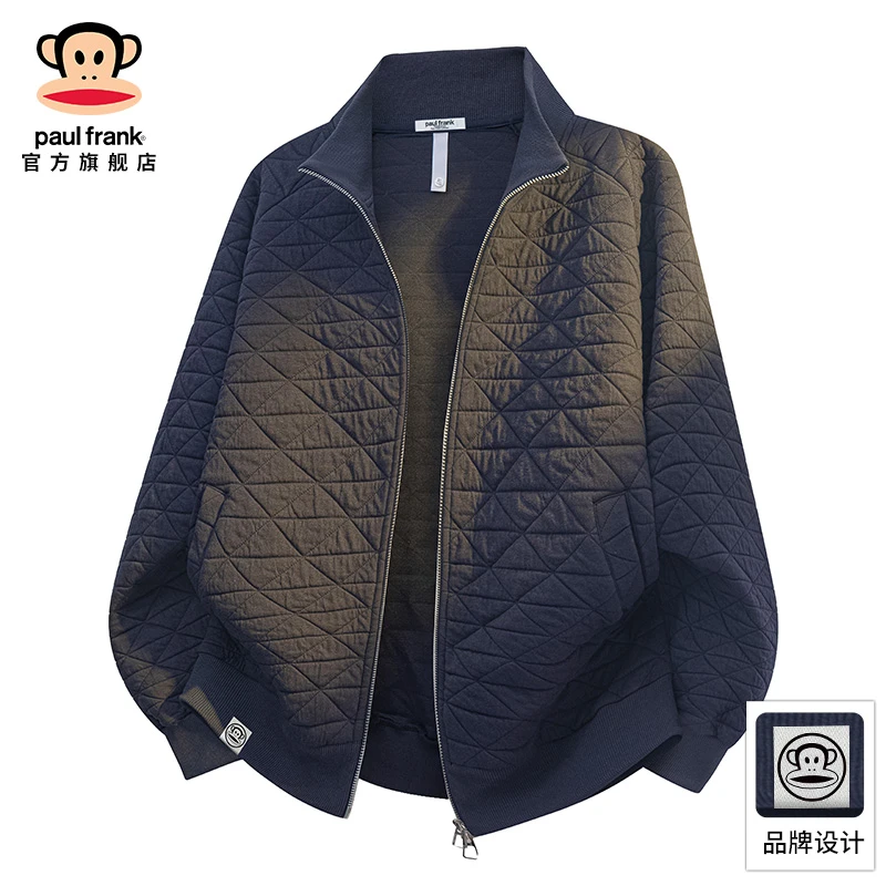 PaulFrank/大嘴猴菱格夹克外套男士2025秋冬新款潮牌休闲立领上衣