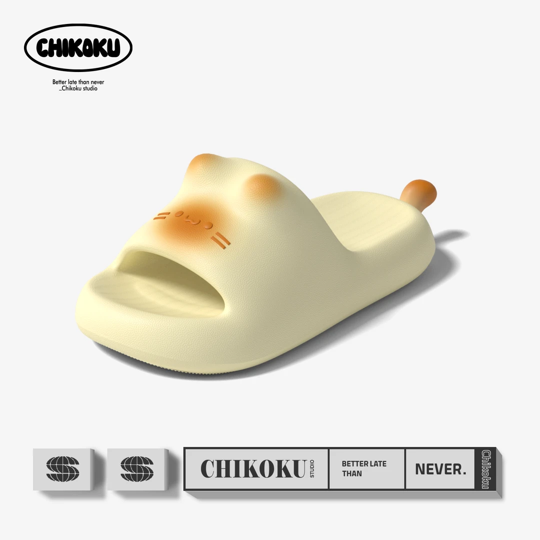 chikoku可爱焦糖猫拖鞋女夏外穿2025新款家居厚底浴室防滑凉拖鞋