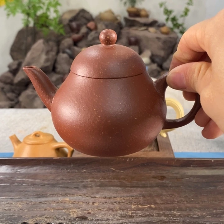 紫砂茶壶红降坡小梨150左右的容量半手制作