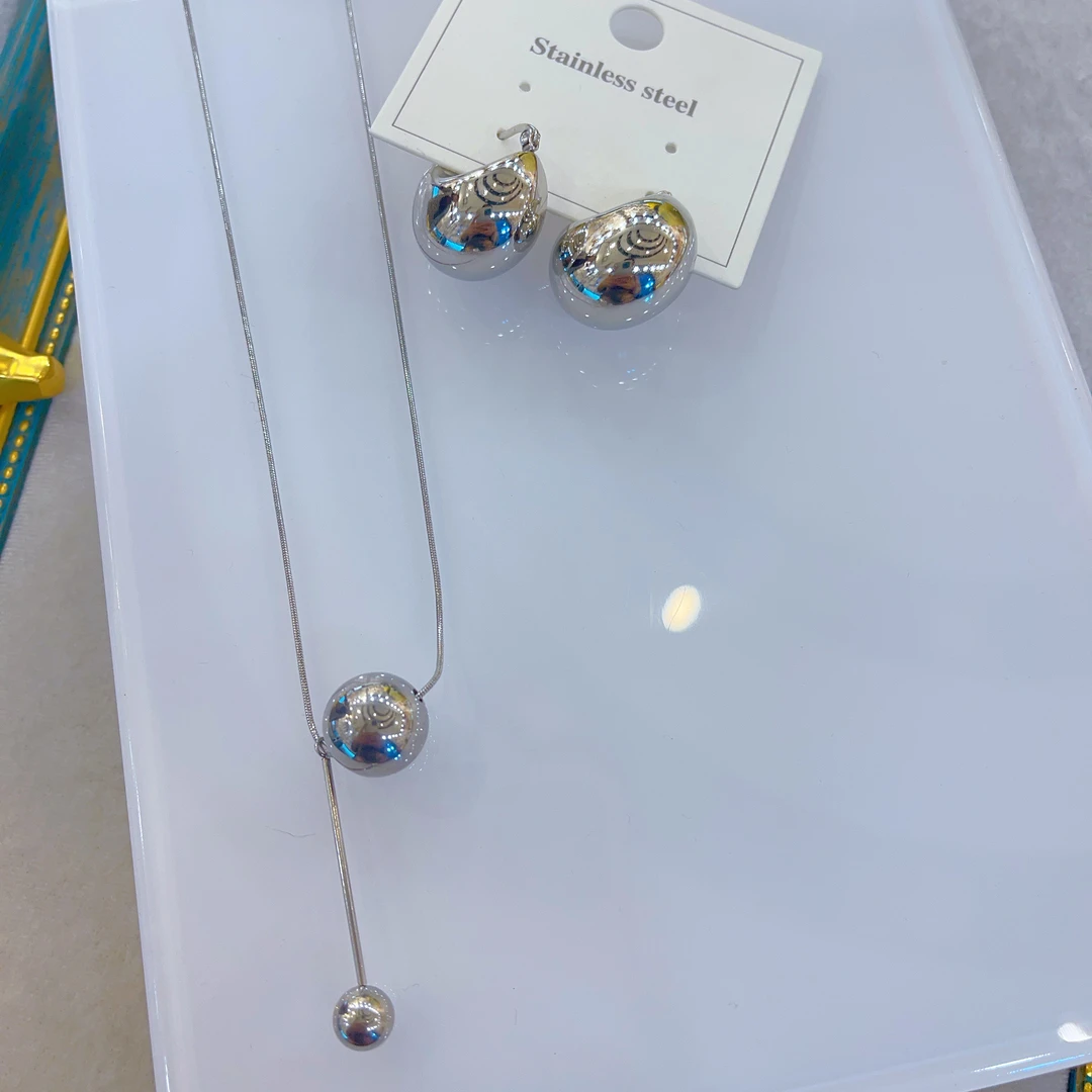 钛钢项链 337新款两件套首饰耳环项链爆款白搭