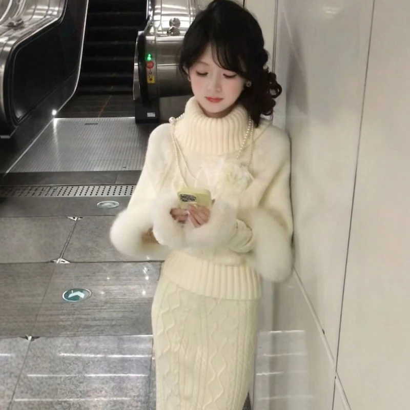 清纯白月光穿搭套装温柔风甜美斗篷毛衣半身裙减龄一整套穿搭26冬