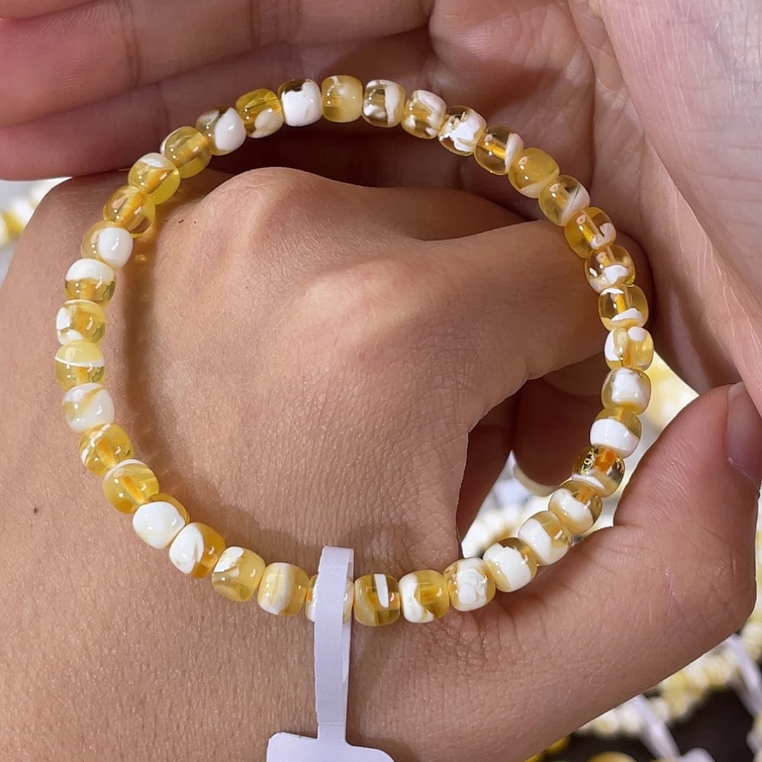 琥珀未镶嵌裸石5金漆白