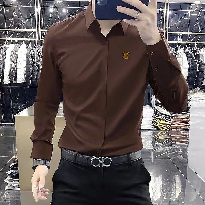 JERMYN STARS【意奢高定液氨】秋夏丝光免烫无痕长袖衬衫男装上衣