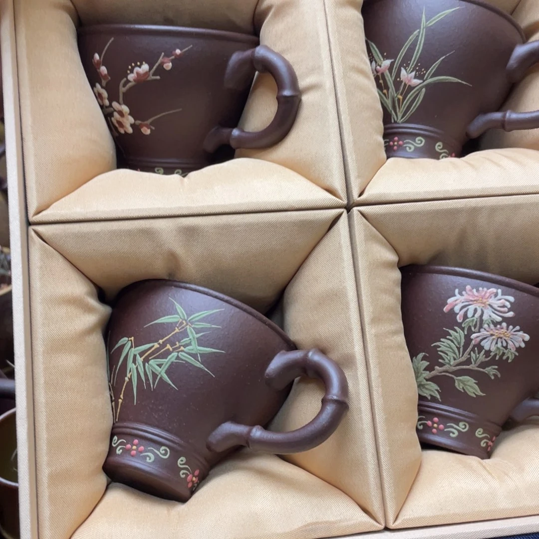 茶杯紫砂紫砂主人杯100cc*4礼盒装