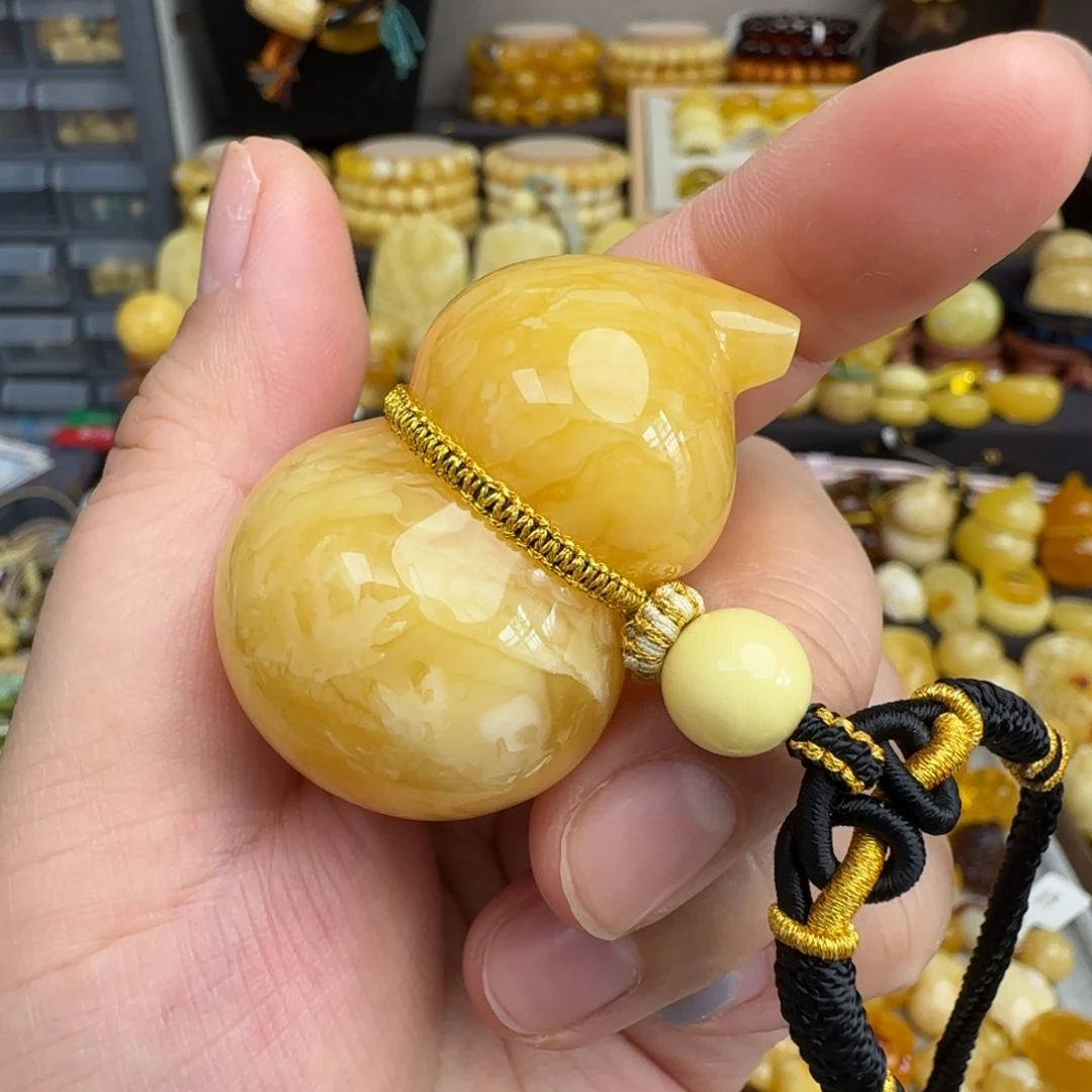 未镶嵌套链琥珀天然浓蜡虎皮妖花蜜蜡葫芦