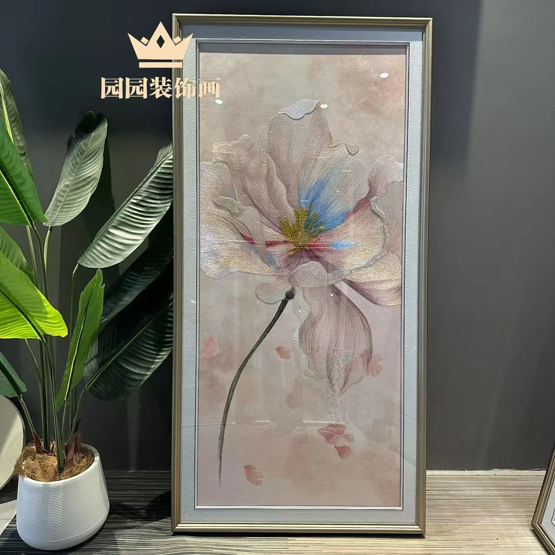 立体珠绣【绽放】织锦绣成品简约轻奢玄关装饰画进门苏绣壁画