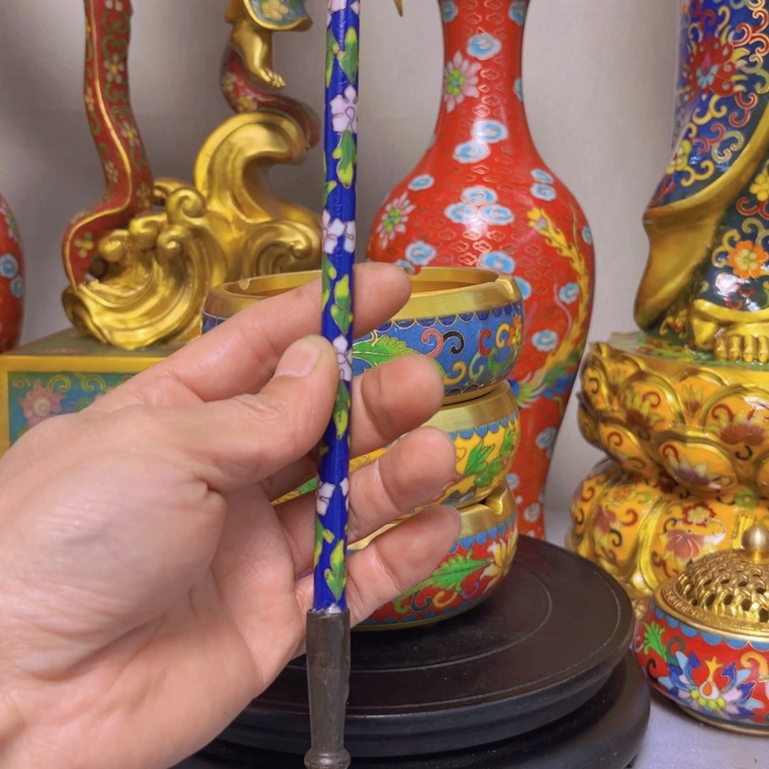 小*哥铜胎掐丝珐琅烟枪