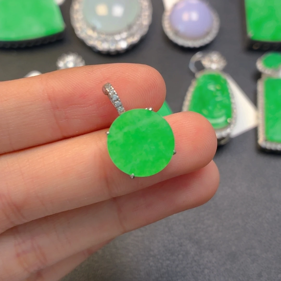 翡翠银S925镶嵌颈饰万能扣